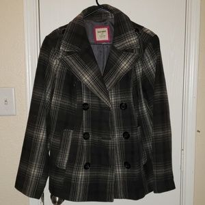 Wool Plaid Short Pea Coat